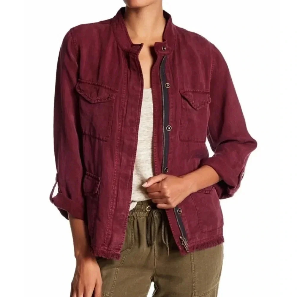 Sanctuary Roy Frayed Hem Surplus Jacket Small